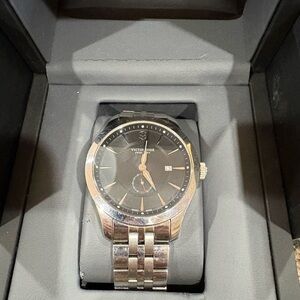 Victorinox Silver and Black Stainless Steel Watch